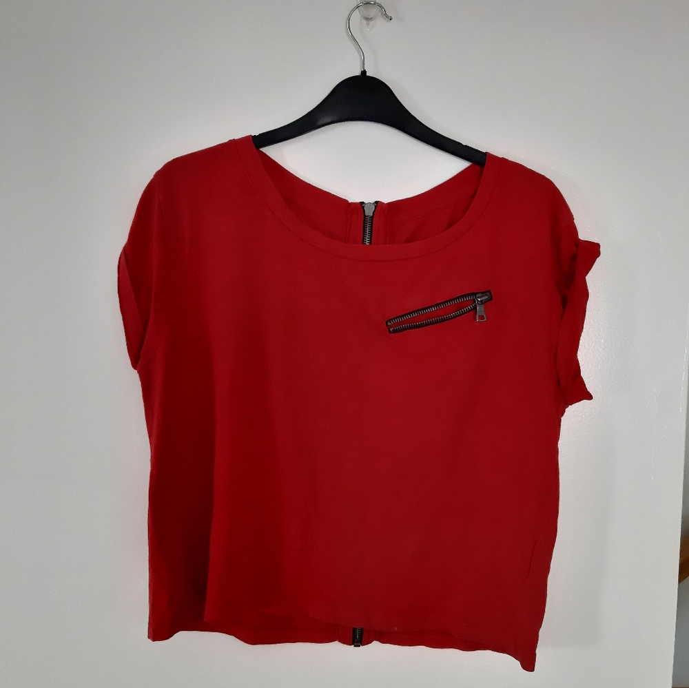 New Red Knit Loose Fit Top
